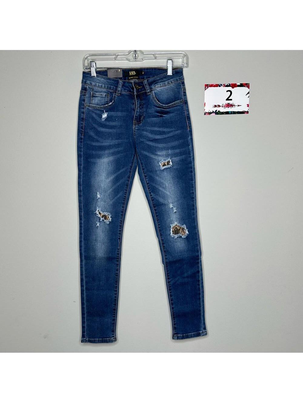 L&B size 2 mid rise skinny jeans  leopard print patch denim